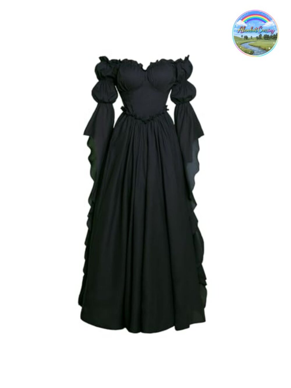 Medieval Renaissance Costume Dress Victorian Long Puff Sleeve Gown